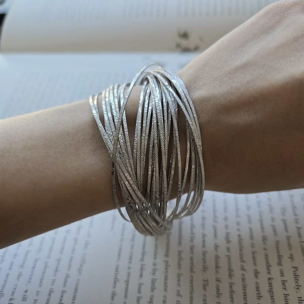 Silver Bangle Bracelet Set